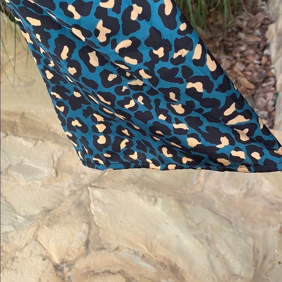 BCBGeneration Teal Leopard Print True Wrap Blouse - Picture 5 of 9